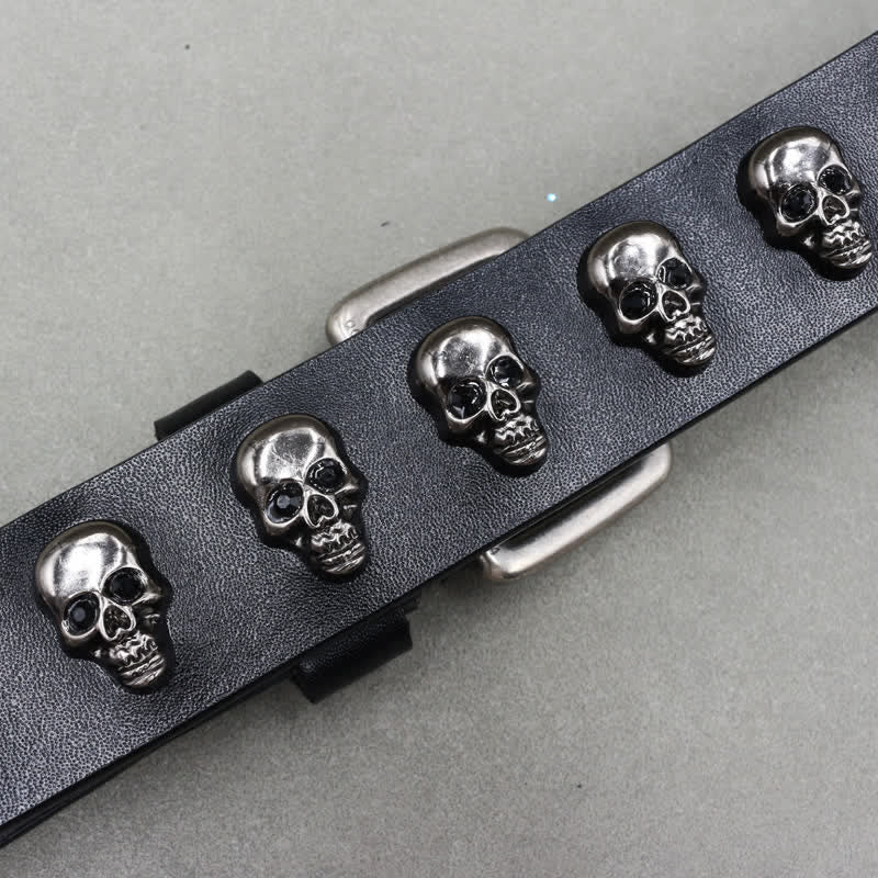 Hip Hop Skull Rivets Double Pin Leather Belt - Image 8