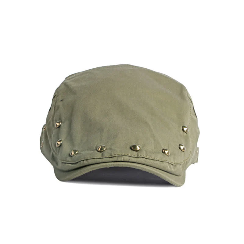 Hip Pop Rivet Cotton Flat Cap Beret - Image 5