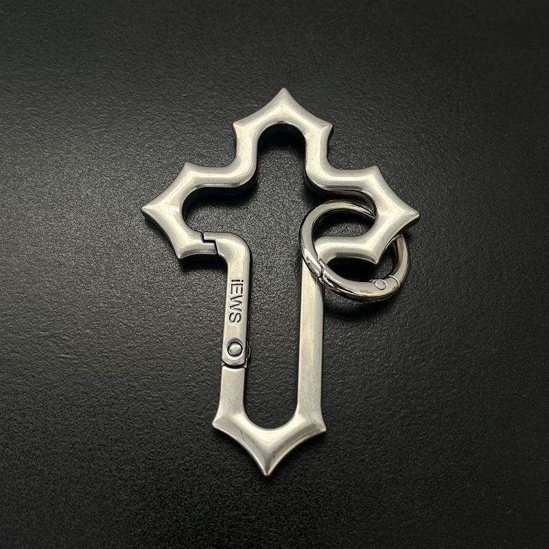 Hollow-out Design Cross Alloy Keychain With Ring - Image 4