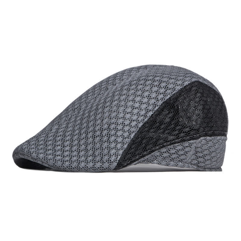 Hollow Out Mesh Summer Black White Flat Beret Hat - Image 13