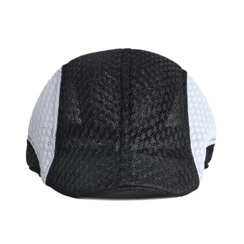 Hollow Out Mesh Summer Black White Flat Beret Hat - Image 4