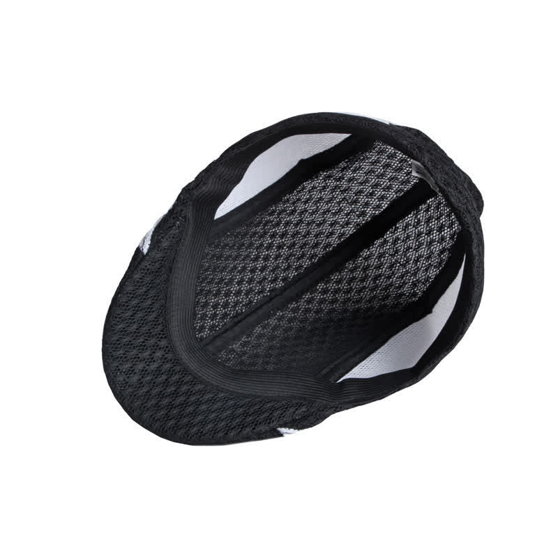 Hollow Out Mesh Summer Black White Flat Beret Hat - Image 8