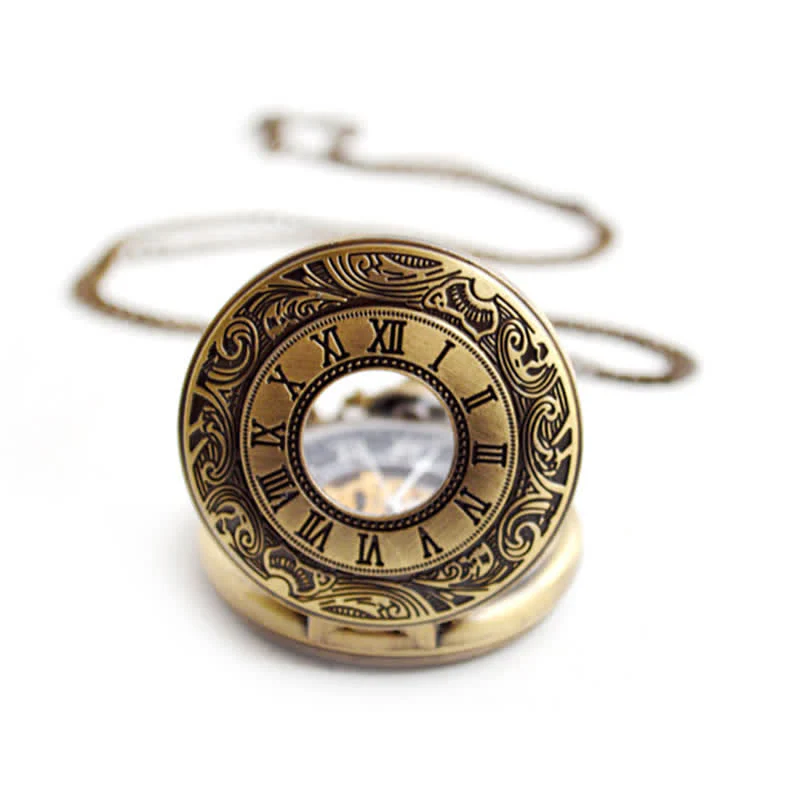 Hollow Rome Double Hunter Case Mechanical Pocket Watch - Image 3