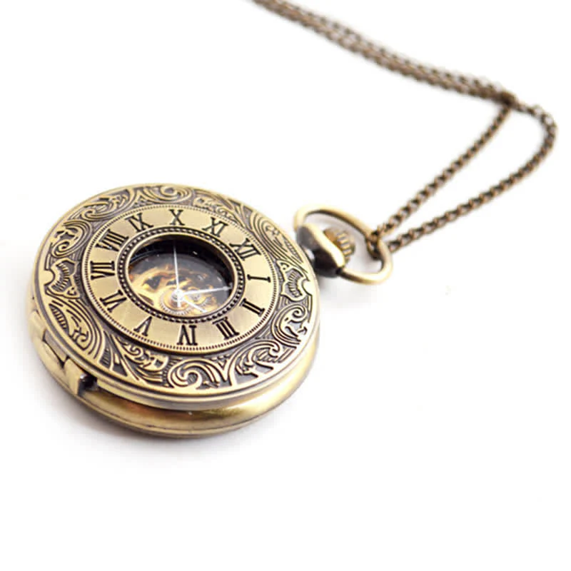 Hollow Rome Double Hunter Case Mechanical Pocket Watch - Image 4