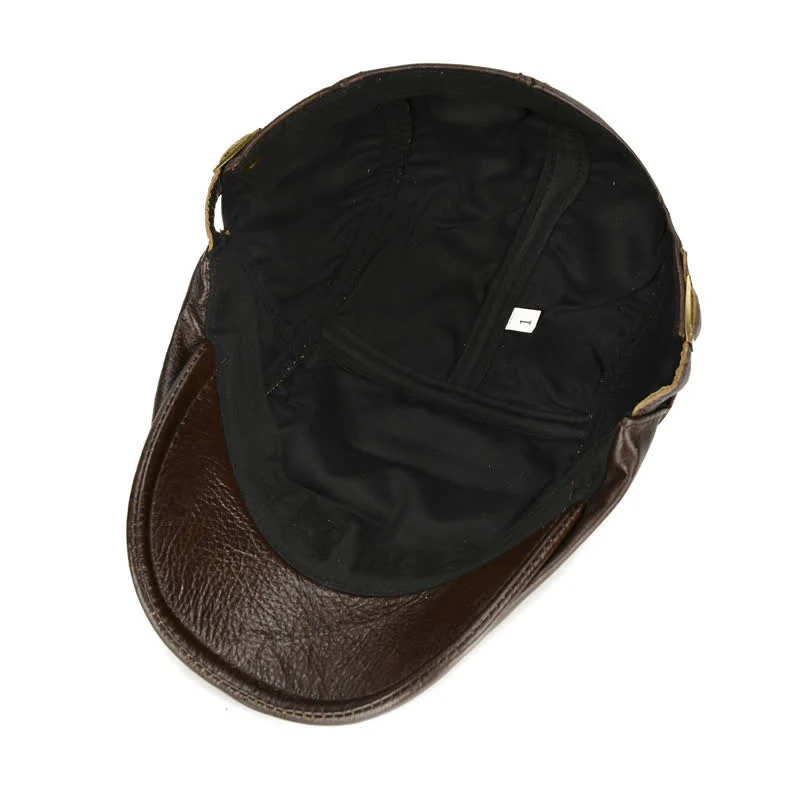 Horizontal Zipper Decoration Leather Beret Hat - Image 7