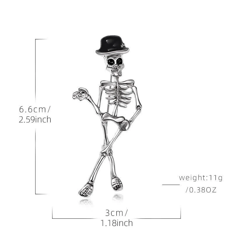 Horror Cool Sketelon Skull Enamel Hat Brooch - Image 12