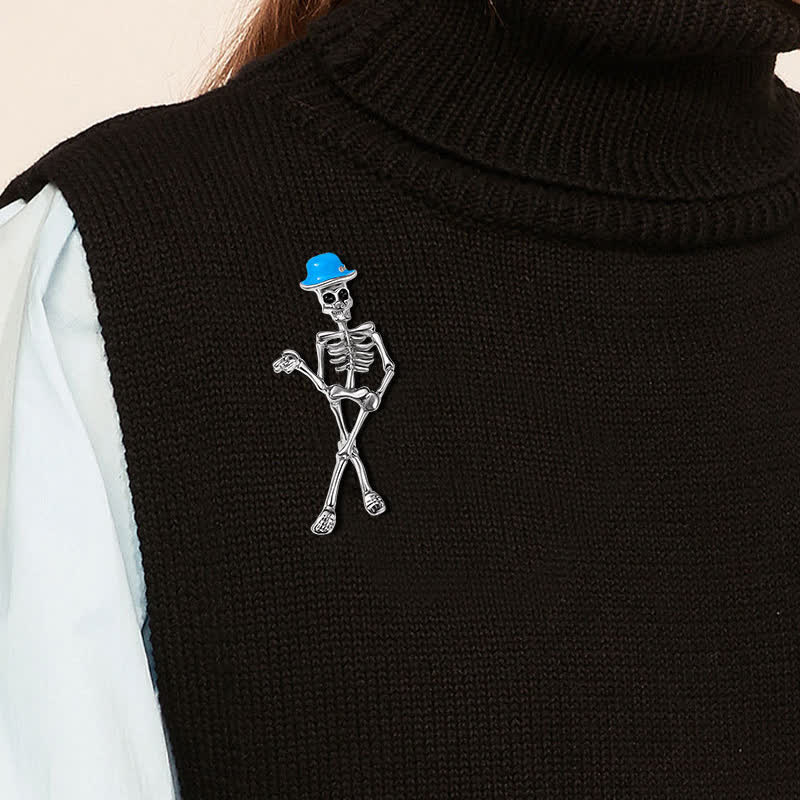 Horror Cool Sketelon Skull Enamel Hat Brooch - Image 2