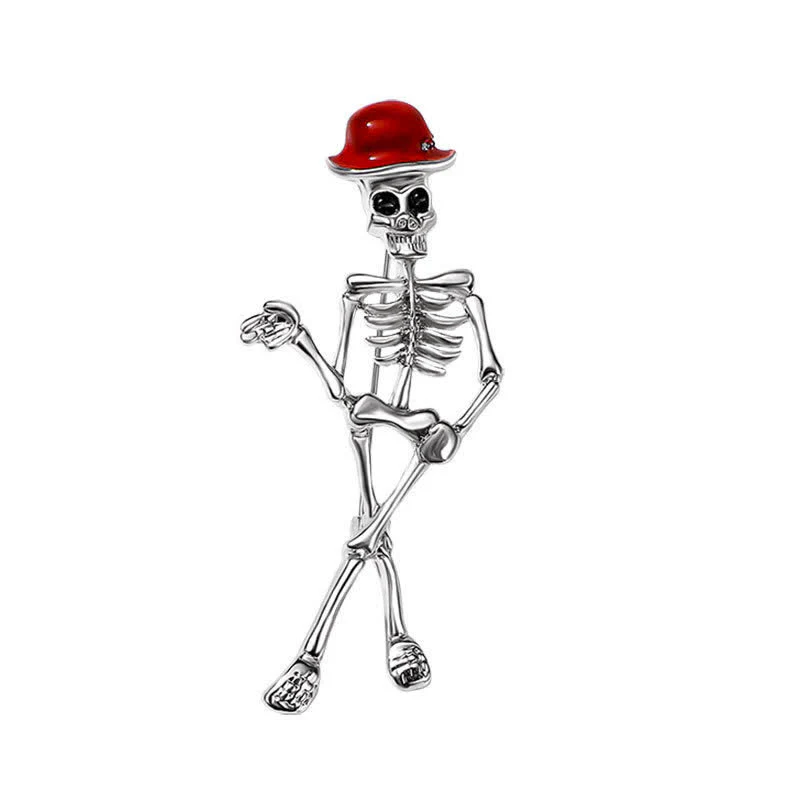 Horror Cool Sketelon Skull Enamel Hat Brooch - Image 9