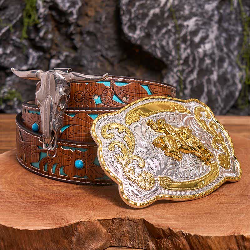 Horse Riding DIY Belt Buckle Longhorn Bull Pendant Bundle Set - Image 5
