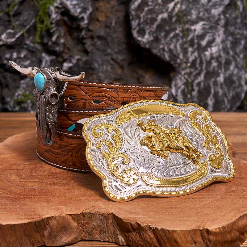 Horse Riding DIY Belt Buckle Turquoise Longhorn Bull Pendant Bundle Set