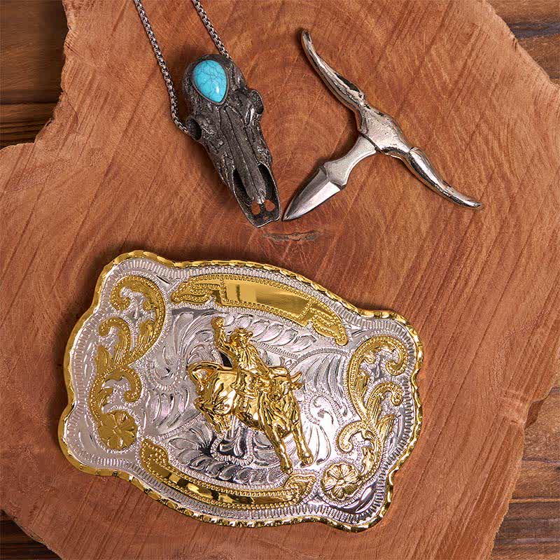 Horse Riding DIY Belt Buckle Turquoise Longhorn Bull Pendant Bundle Set - Image 3