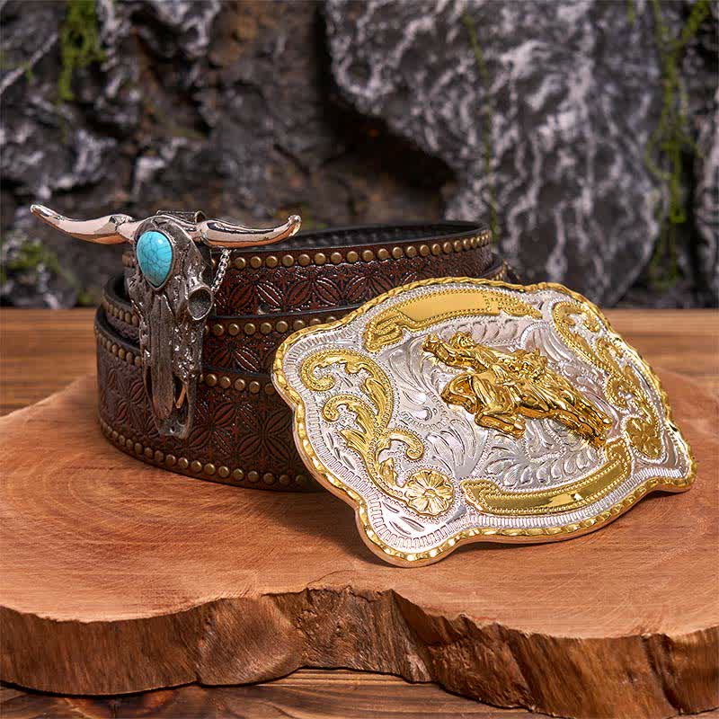 Horse Riding DIY Belt Buckle Turquoise Longhorn Bull Pendant Bundle Set - Image 6