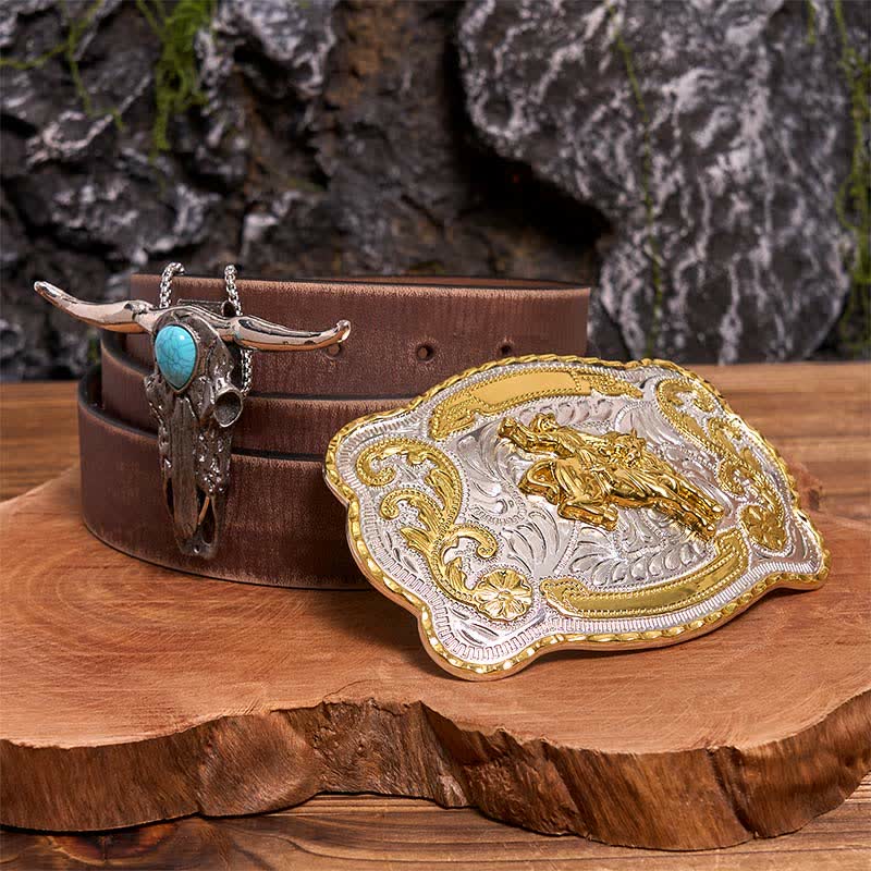 Horse Riding DIY Belt Buckle Turquoise Longhorn Bull Pendant Bundle Set - Image 7