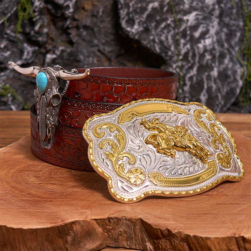 Horse Riding DIY Belt Buckle Turquoise Longhorn Bull Pendant Bundle Set - Image 8