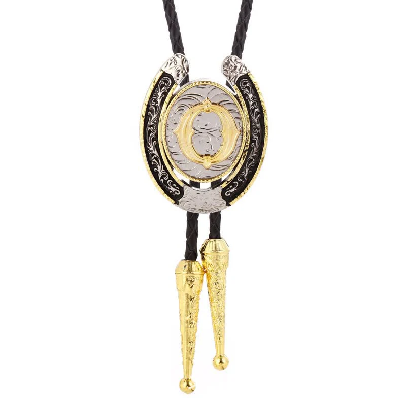 Modern Western Horseshoe Initial Letter A To Z Bolo Tie - Image 20