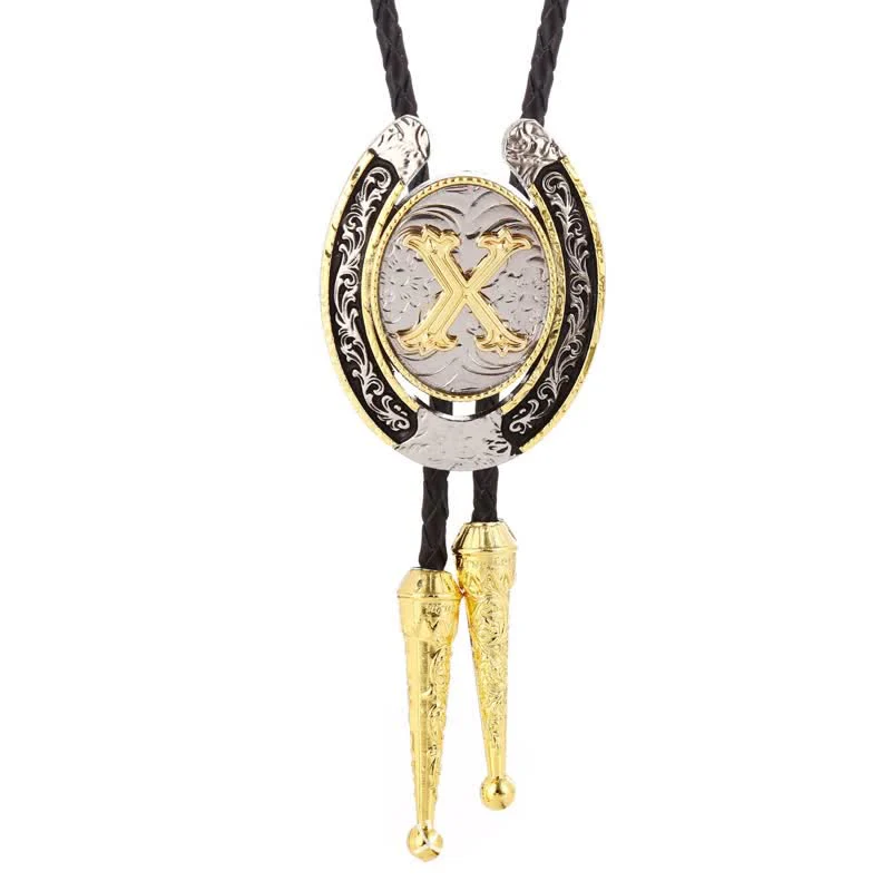 Modern Western Horseshoe Initial Letter A To Z Bolo Tie - Image 29