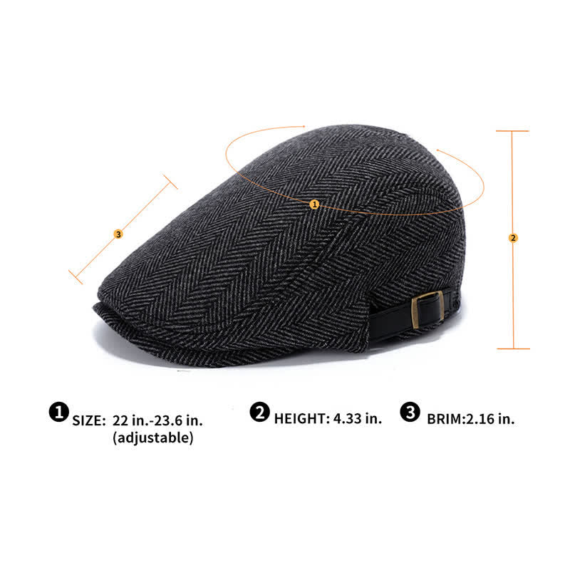 Houndstooth Plaid Check Pattern Beret Hat - Image 4