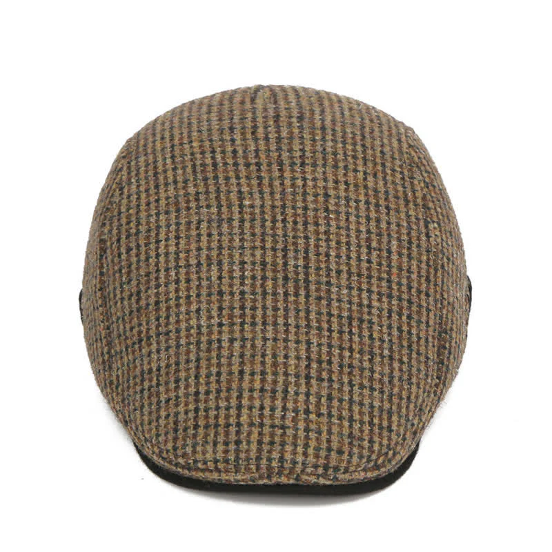 Houndstooth Plaid Check Pattern Beret Hat - Image 6