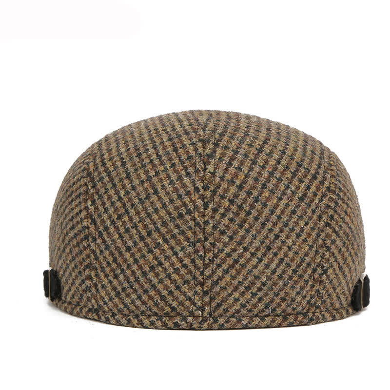 Houndstooth Plaid Check Pattern Beret Hat - Image 8