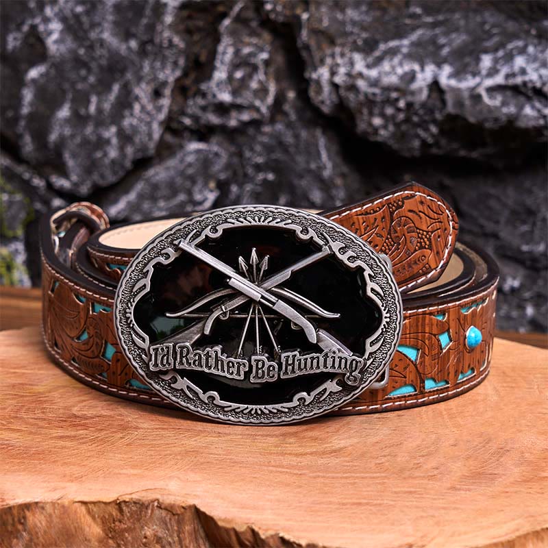 I'd Rather Be Hunting Gun DIY Buckle Leather Belt - Image 6