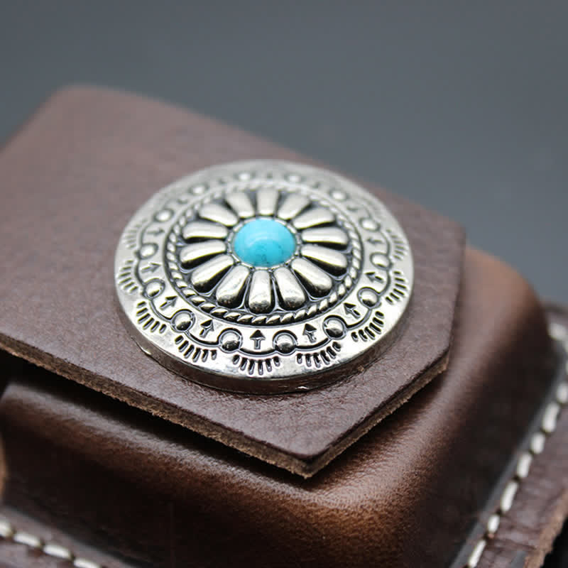 Indian Turquoise Lighter Holder Leather Belt Bag - Image 6