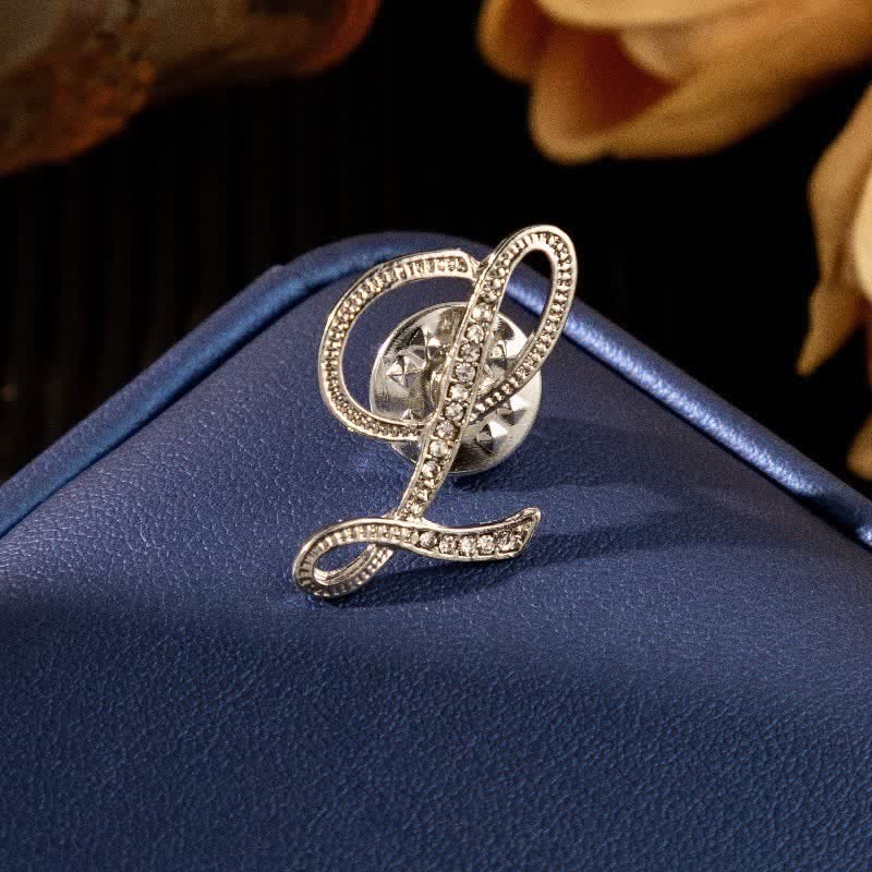 Initial Letter 26 Alphabet Silver Rhinestone Brooch - Image 13