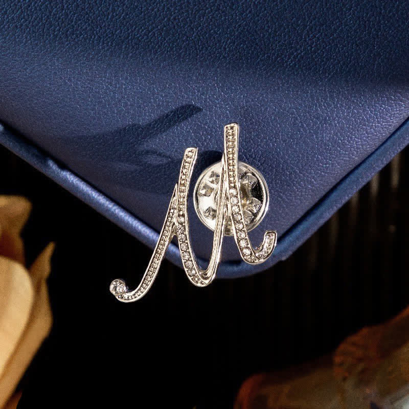 Initial Letter 26 Alphabet Silver Rhinestone Brooch - Image 14