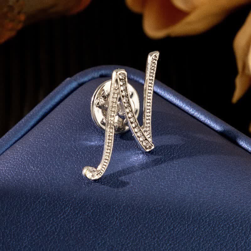 Initial Letter 26 Alphabet Silver Rhinestone Brooch - Image 15