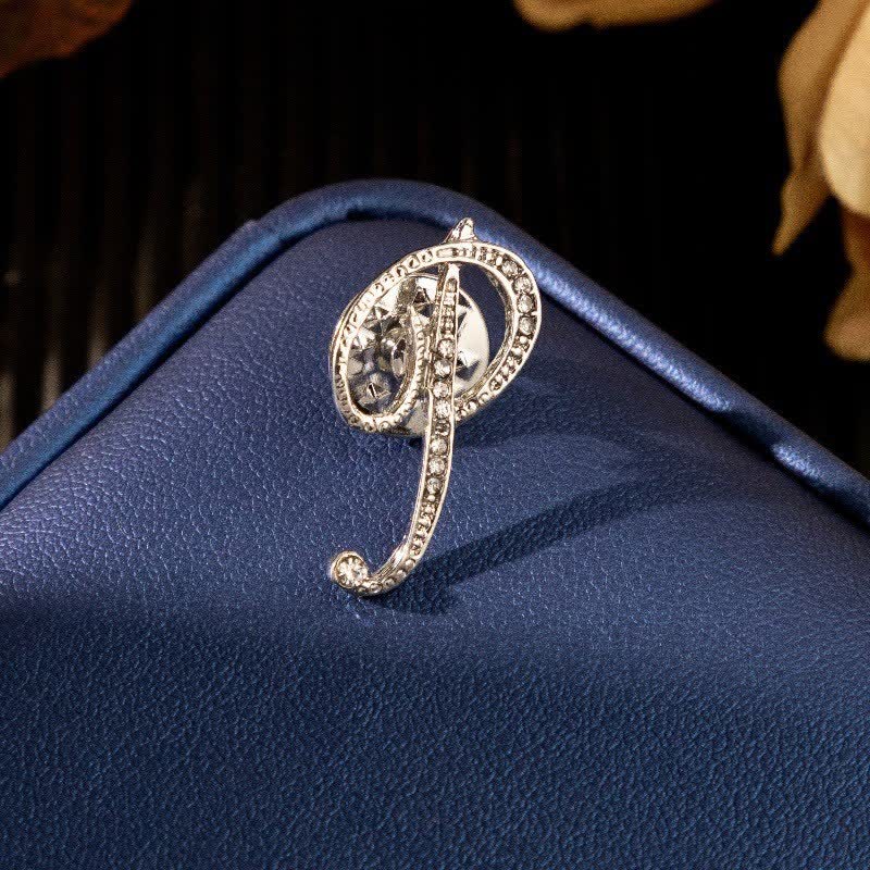 Initial Letter 26 Alphabet Silver Rhinestone Brooch - Image 17