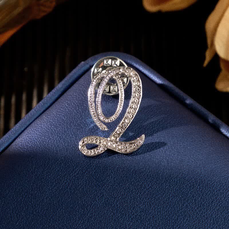 Initial Letter 26 Alphabet Silver Rhinestone Brooch - Image 18