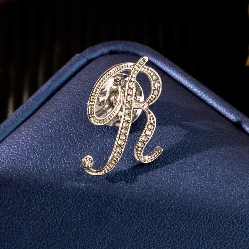 Initial Letter 26 Alphabet Silver Rhinestone Brooch - Image 19