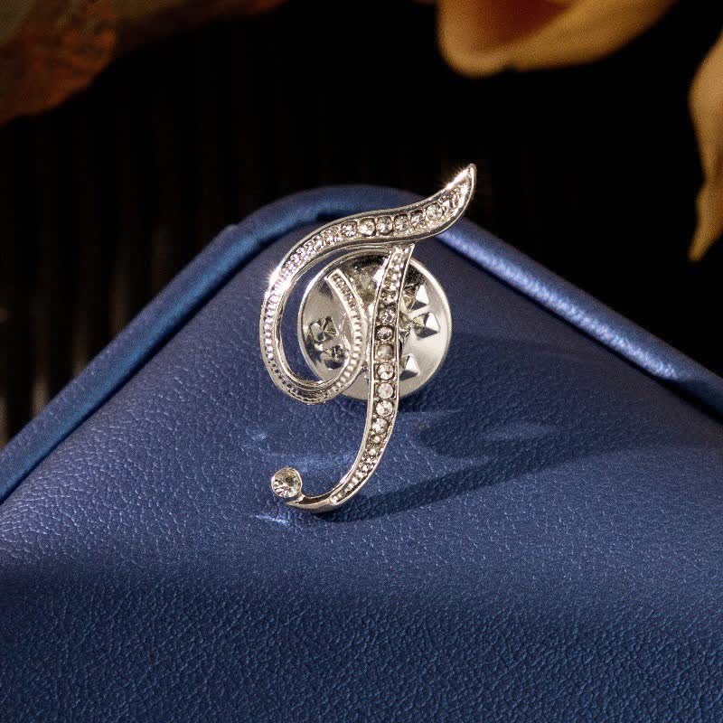 Initial Letter 26 Alphabet Silver Rhinestone Brooch - Image 21