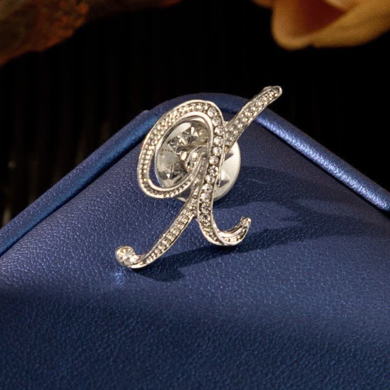Initial Letter 26 Alphabet Silver Rhinestone Brooch - Image 25