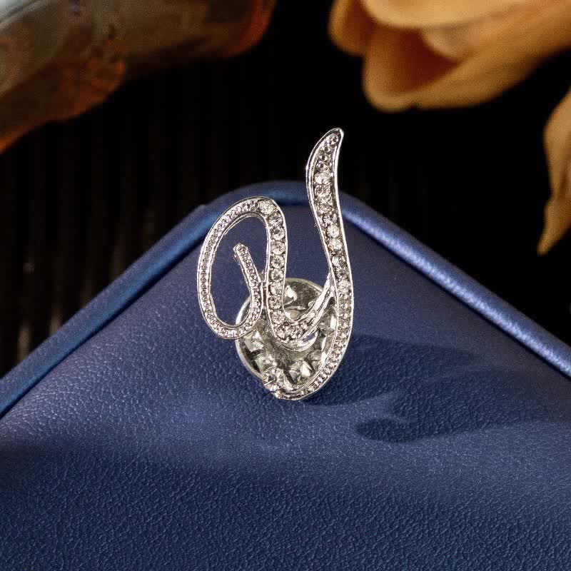Initial Letter 26 Alphabet Silver Rhinestone Brooch - Image 26