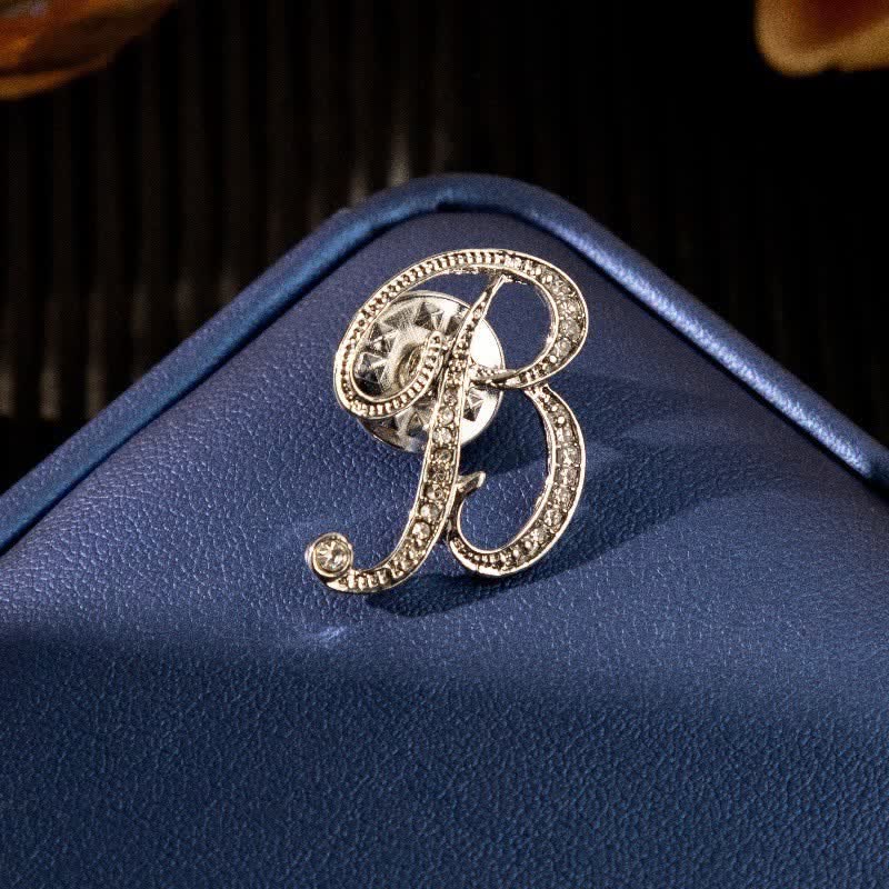 Initial Letter 26 Alphabet Silver Rhinestone Brooch - Image 3