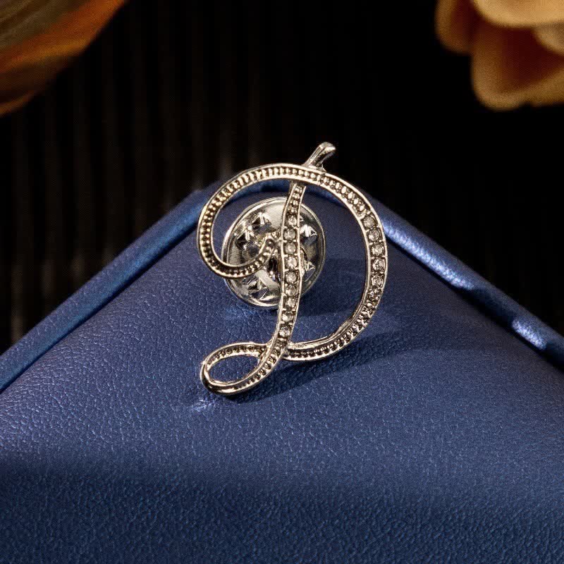 Initial Letter 26 Alphabet Silver Rhinestone Brooch - Image 5