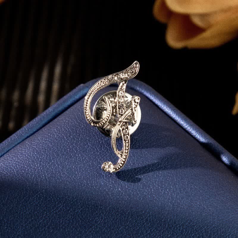 Initial Letter 26 Alphabet Silver Rhinestone Brooch - Image 7