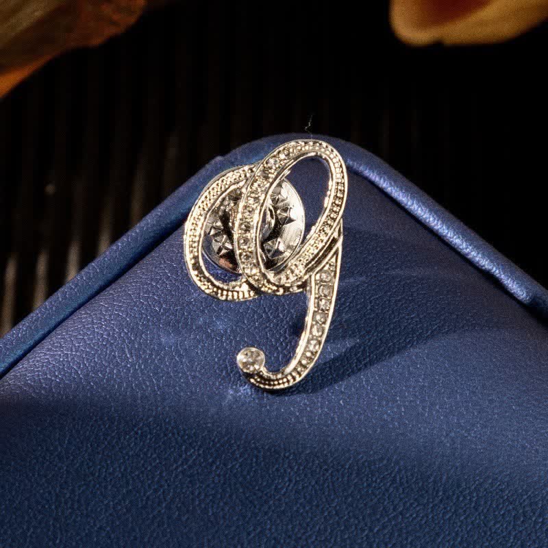 Initial Letter 26 Alphabet Silver Rhinestone Brooch - Image 8