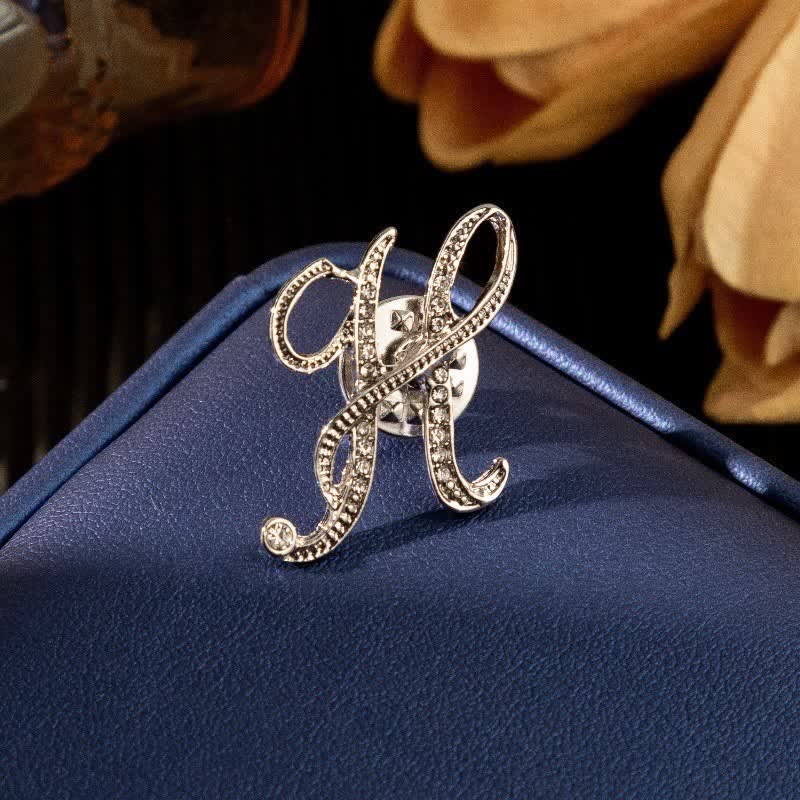 Initial Letter 26 Alphabet Silver Rhinestone Brooch - Image 9