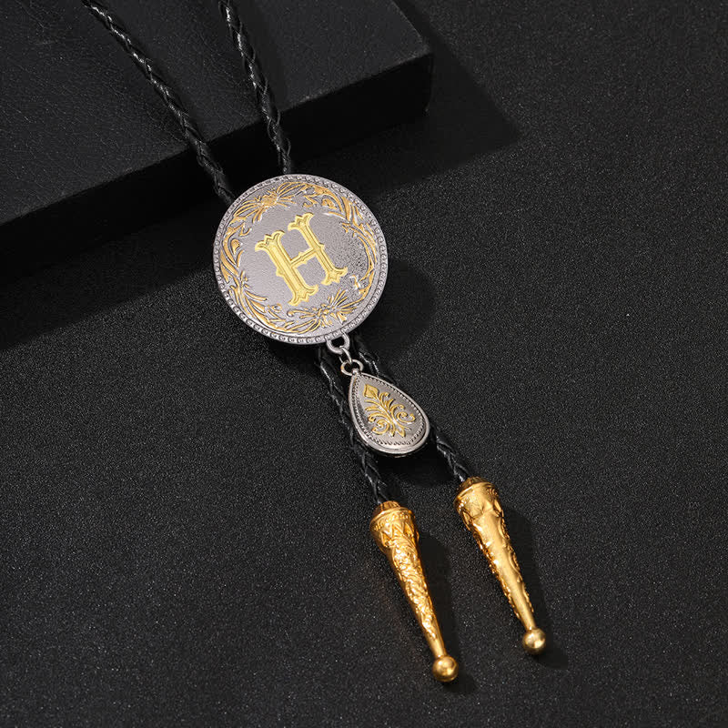 Initial Letter A To Z Bolo Tie With Teardrop-Shaped Pendant - Image 17