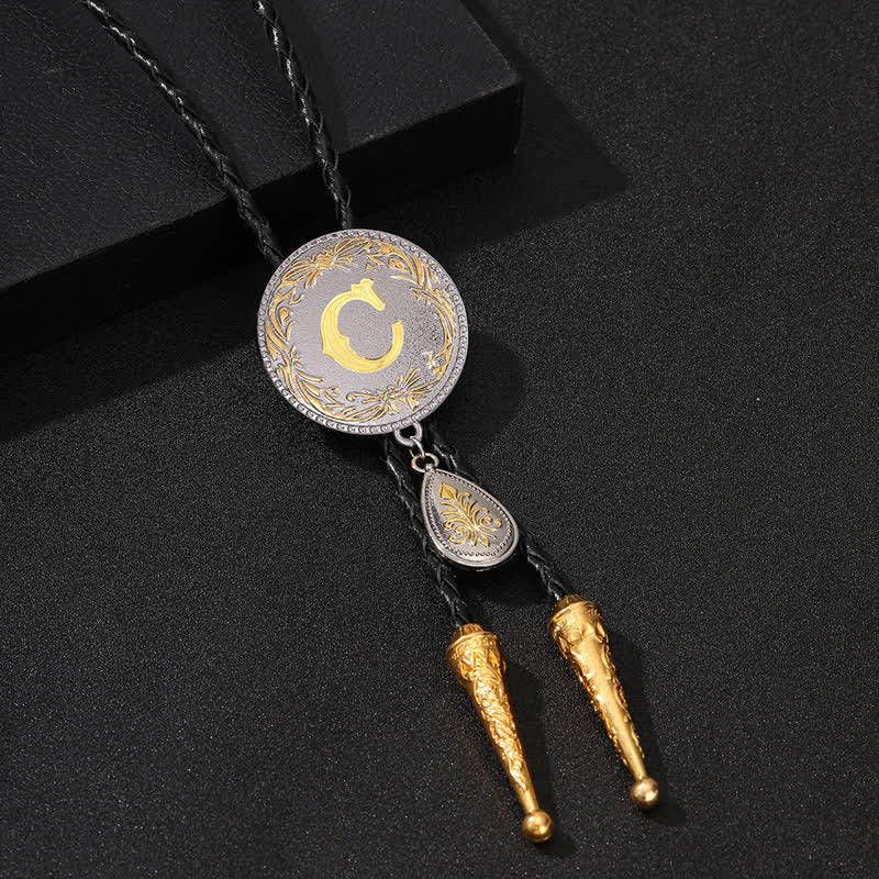 Initial Letter A To Z Bolo Tie With Teardrop-Shaped Pendant - Image 7