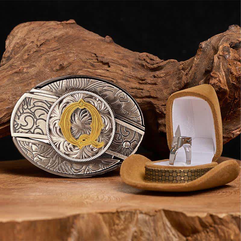 Initial Letter DIY Hidden Knife Belt Buckle Functional Ring Bundle Set - Image 23
