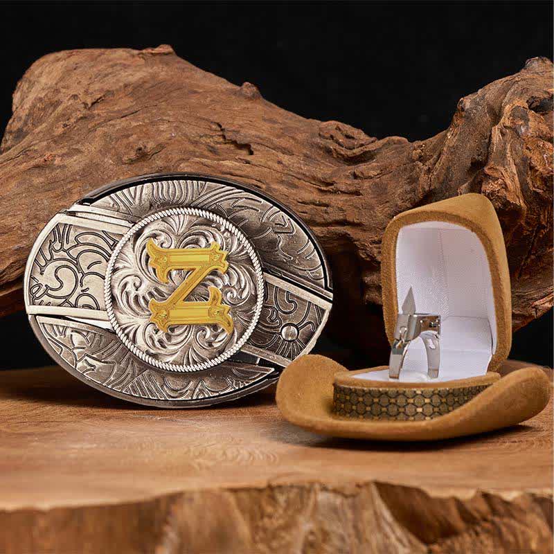 Initial Letter DIY Hidden Knife Belt Buckle Functional Ring Bundle Set - Image 32