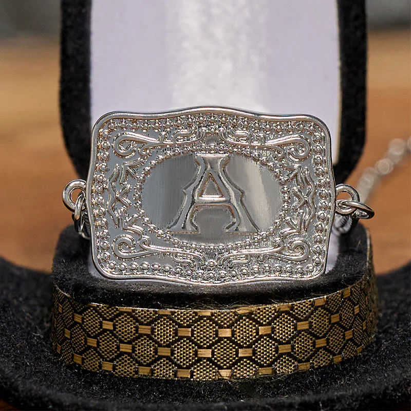 Initial Letter DIY Hidden Knife Belt Buckle Silver Necklace Bundle Set - Image 5