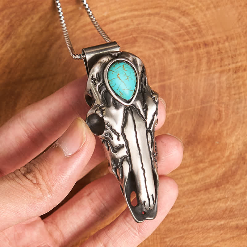 Initial Letter DIY Hidden Knife Buckle Turquoise Bull Pendant Bundle Set - Image 6