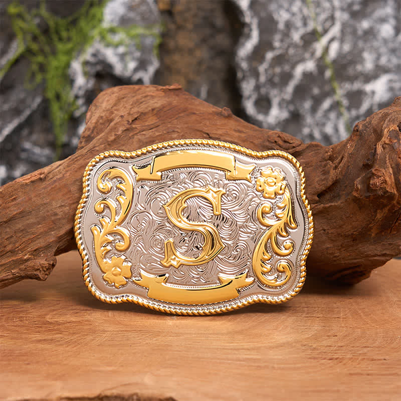 Initial Letter DIY Western Belt Buckle Silver Necklace Bundle Set - Image 3