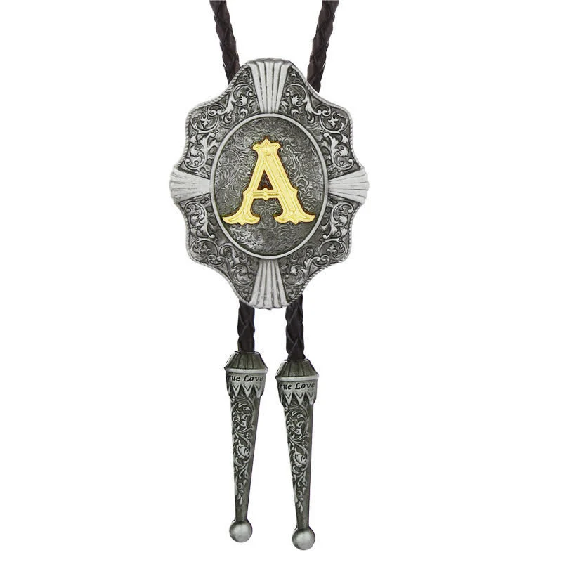 Intricate Filigree Design Initial Letter A To Z Bolo Tie