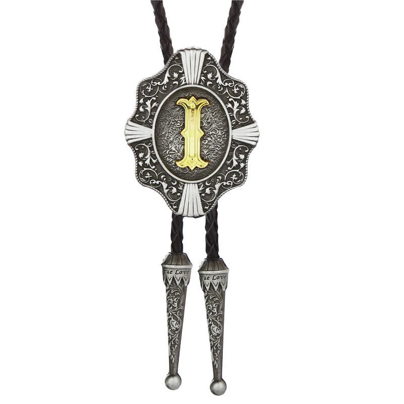 Intricate Filigree Design Initial Letter A To Z Bolo Tie - Image 10