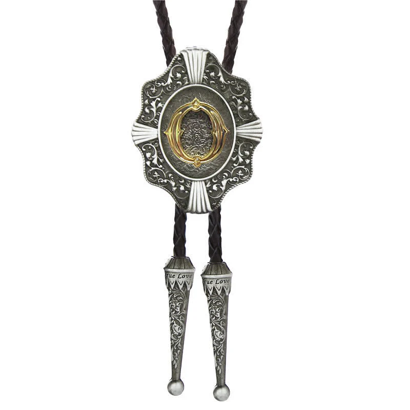 Intricate Filigree Design Initial Letter A To Z Bolo Tie - Image 16