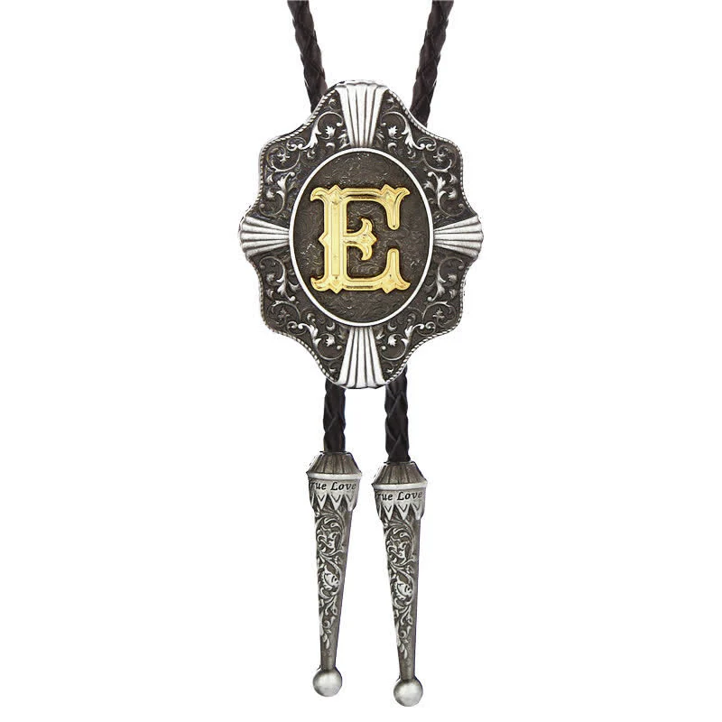 Intricate Filigree Design Initial Letter A To Z Bolo Tie - Image 6